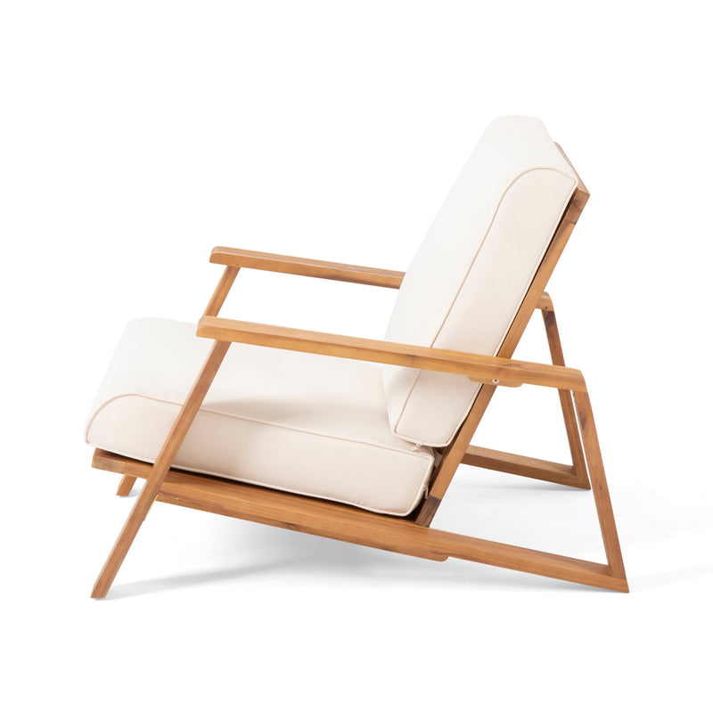 Noble House outdoor patio lounge chair with cushioned armrests, stylish club chair for outdoor seating and relaxation.