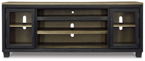 Foyland - XL TV Stand w/Fireplace Option - Black / Brown - R&R Furniture Gallery (Fountain Valley, CA)