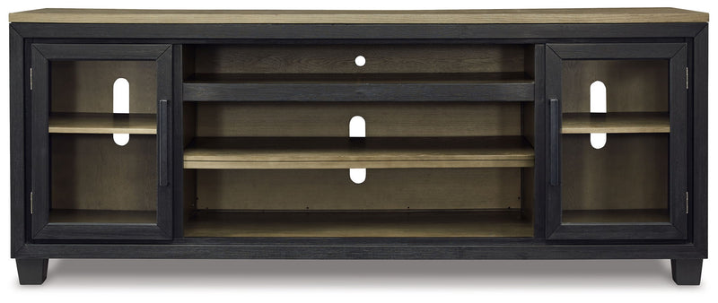Foyland - XL TV Stand w/Fireplace Option - Black / Brown - R&R Furniture Gallery (Fountain Valley, CA)