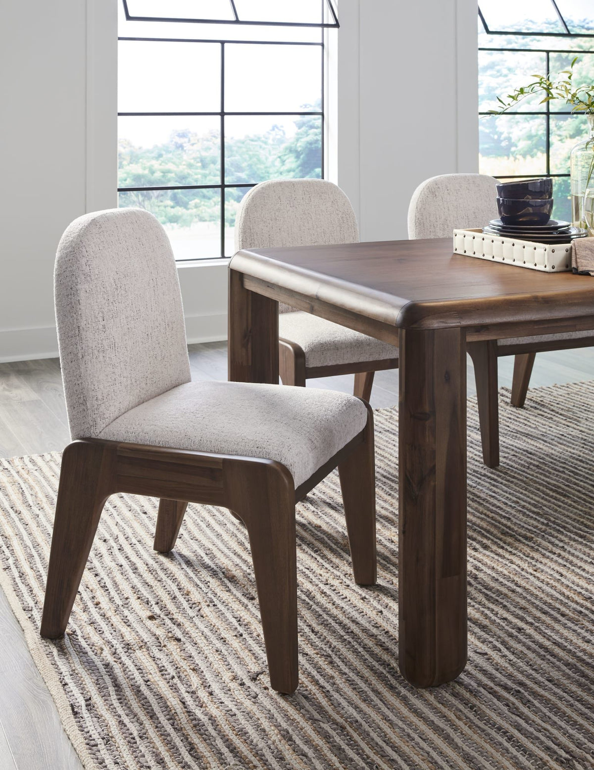 Xolani Chenille Upholstered Dining Chair in Chinchilla and Impala