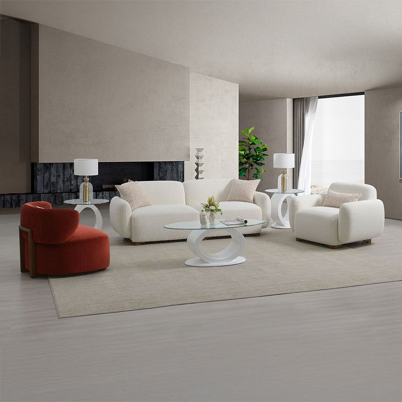Darius - Chair With Pillow - Beige Boucle - R&R Furniture Gallery (Fountain Valley, CA)