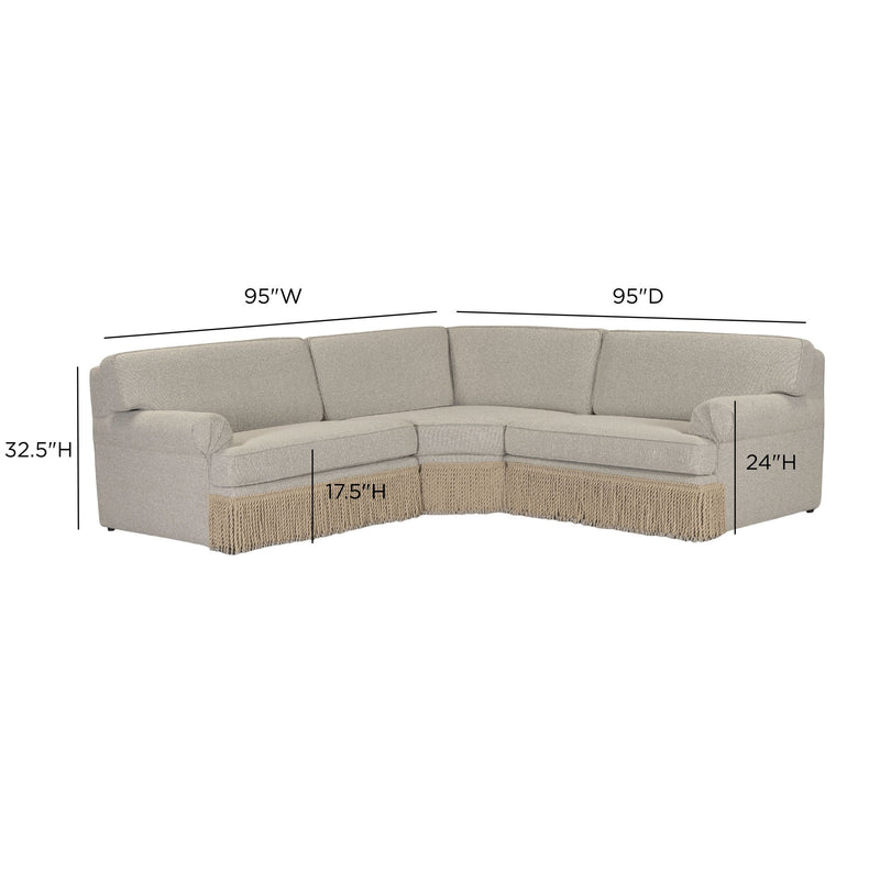Yvette - 3-Piece Performance Boucle L-Sectional - Warm Gray
