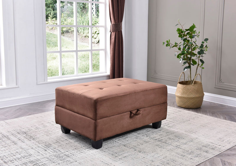 Contemporary upholstered ottoman with stylish storage from Glory Furniture, featuring a soft fabric finish and modern design.