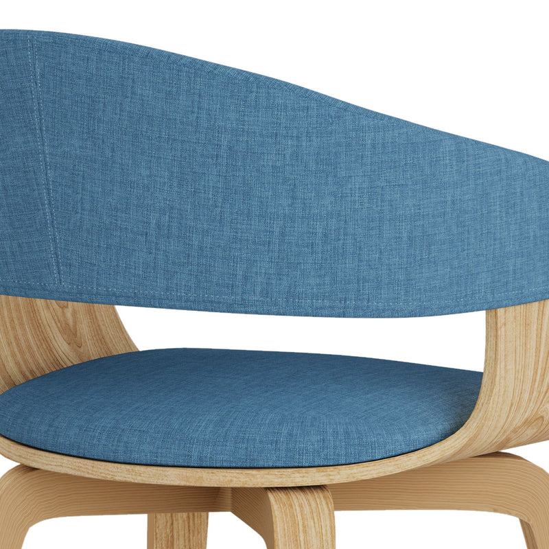 Simpli-Home Lowell mid-century modern bentwood armchair with wooden frame and upholstered seat, stylish dining or accent chair.
