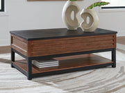 Kallari - Lift Top Cocktail Table - Warm Brown / Black - R&R Furniture Gallery (Fountain Valley, CA)