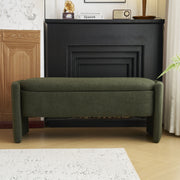 Elegant Long Shaped Storage Ottoman Bench, Boucle Material, Simple And Grand Design - Dark Green - R&R Furniture Gallery (Fountain Valley, CA)