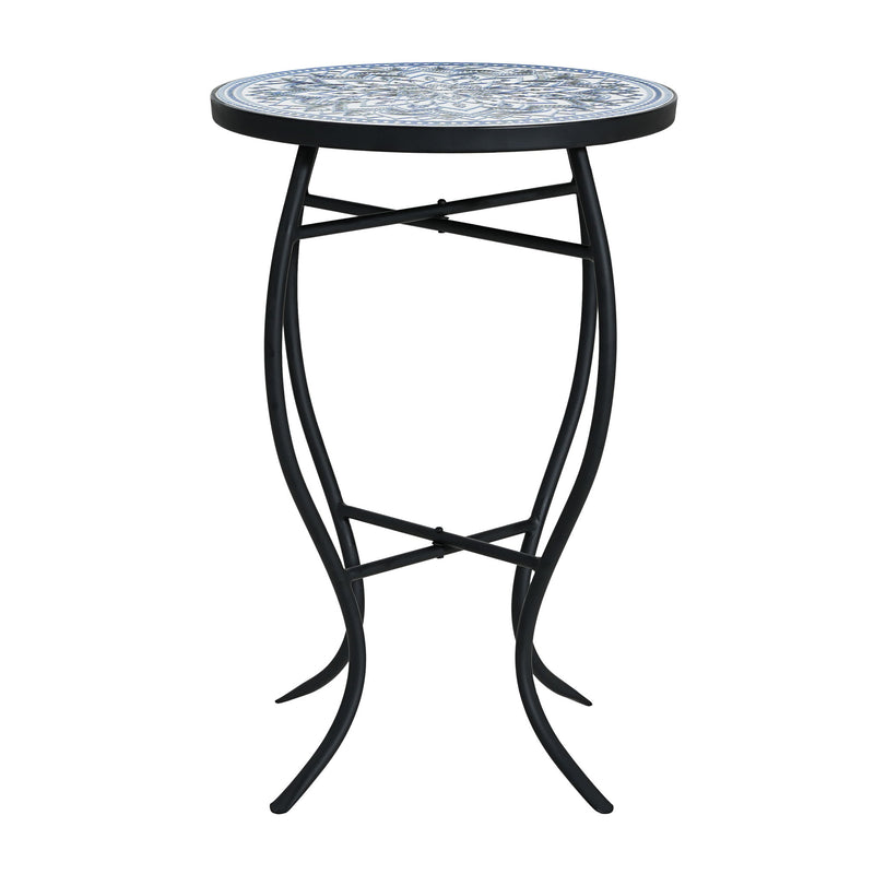 Outdoor Round Side Table With Mosaic Style Top And Curved Iron Legs - R&R Furniture Gallery (Fountain Valley, CA)
