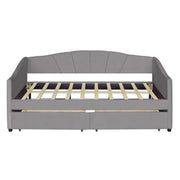 Upholstered Daybed With Two Drawers And Wood Slat - R&R Furniture Gallery (Fountain Valley, CA)