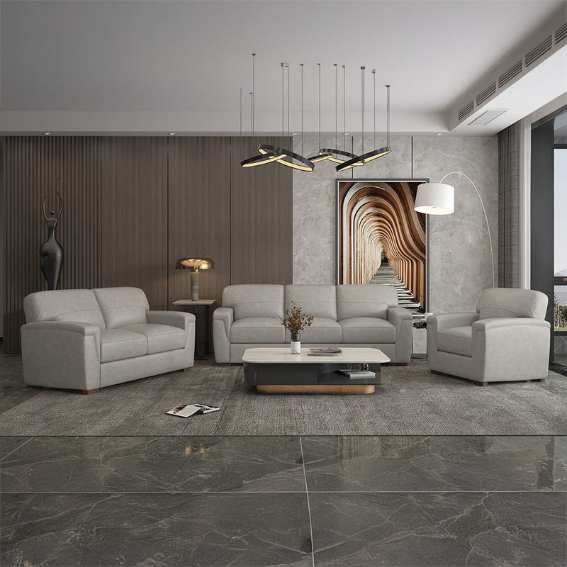 Cornelia - Loveseat - Pearl Gray Leather - R&R Furniture Gallery (Fountain Valley, CA)