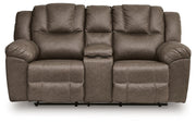 Lowilla - Double Reclining Loveseat With Console - Driftwood - R&R Furniture Gallery (Fountain Valley, CA)