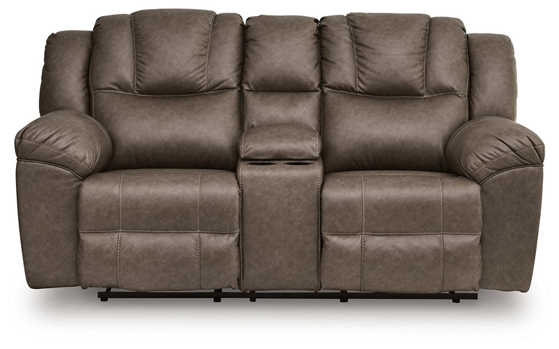 Lowilla - Double Reclining Loveseat With Console - Driftwood - R&R Furniture Gallery (Fountain Valley, CA)