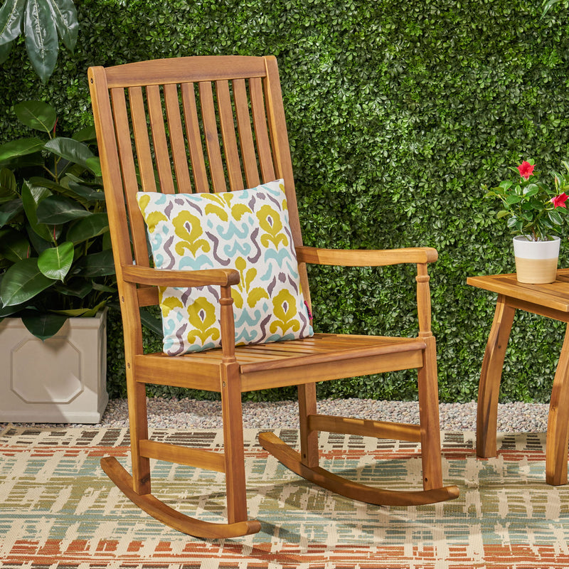 Muse - Outdoor Acacia Rocking Chair With Slat Design - Teak - R&R Furniture Gallery (Fountain Valley, CA)