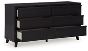 Danziar - Six Drawer Dresser - Black - R&R Furniture Gallery (Fountain Valley, CA)