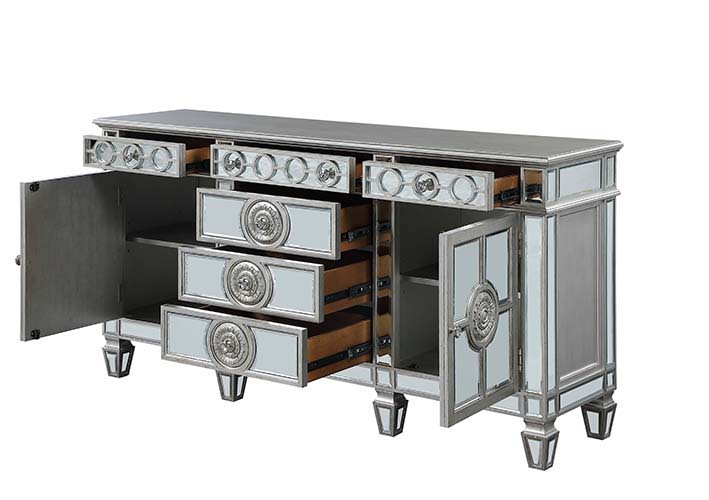 Varian - 36" Server - Mirrored & Antique Platinum - R&R Furniture Gallery (Fountain Valley, CA)