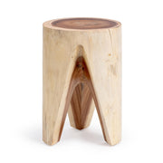 Classic Home Vela accent table with a sleek round wooden top and metal legs, ideal for modern living spaces.