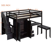 Loft Bed With Stairs, Bookshelf, Drawers, Desk & Wardrobe, Space Saving Multifunctional Furniture - R&R Furniture Gallery (Fountain Valley, CA)
