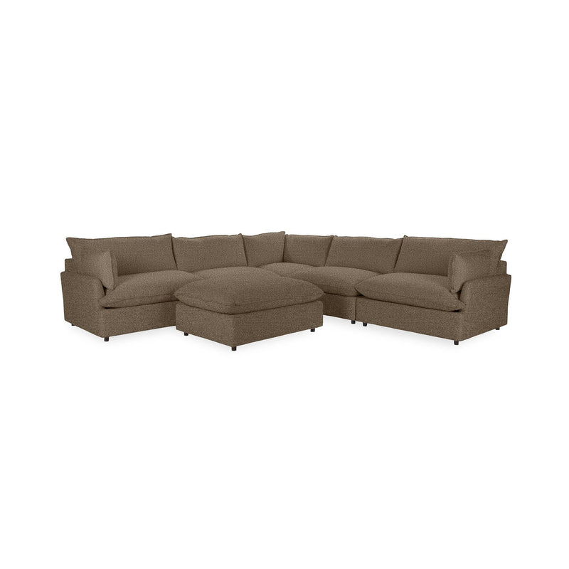 Classic Home Caplan 6-piece modular sectional with ottoman, 2-piece living room set, shown with plush fabric and modern design.