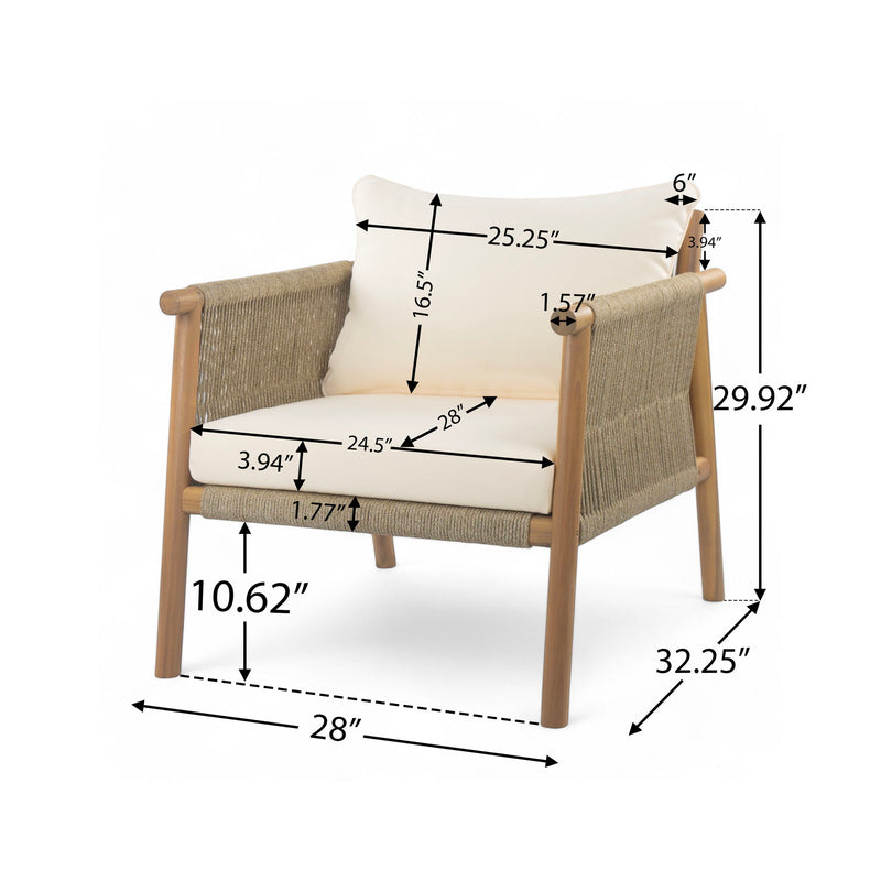 Modern Outdoor Woven Lounge Chair With Solid Frame And Cushions - R&R Furniture Gallery (Fountain Valley, CA)