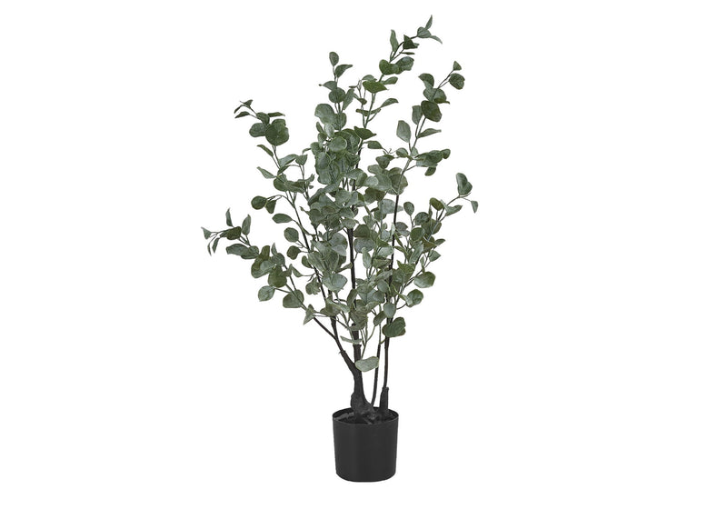 35" Tall, Artificial Plant, Eucalyptus Tree, Indoor, Faux, Fake, Floor, Greenery, Potted, Decorative - Green / Black - R&R Furniture Gallery (Fountain Valley, CA)