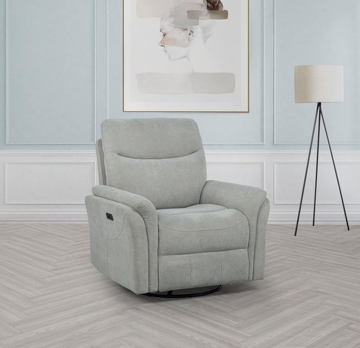 Adler Upholstered Power Swivel Glider Recliner Ivory