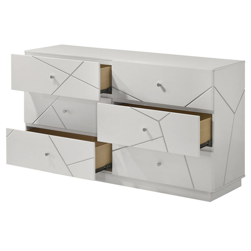 Esther - Dresser - White / Silver - R&R Furniture Gallery (Fountain Valley, CA)
