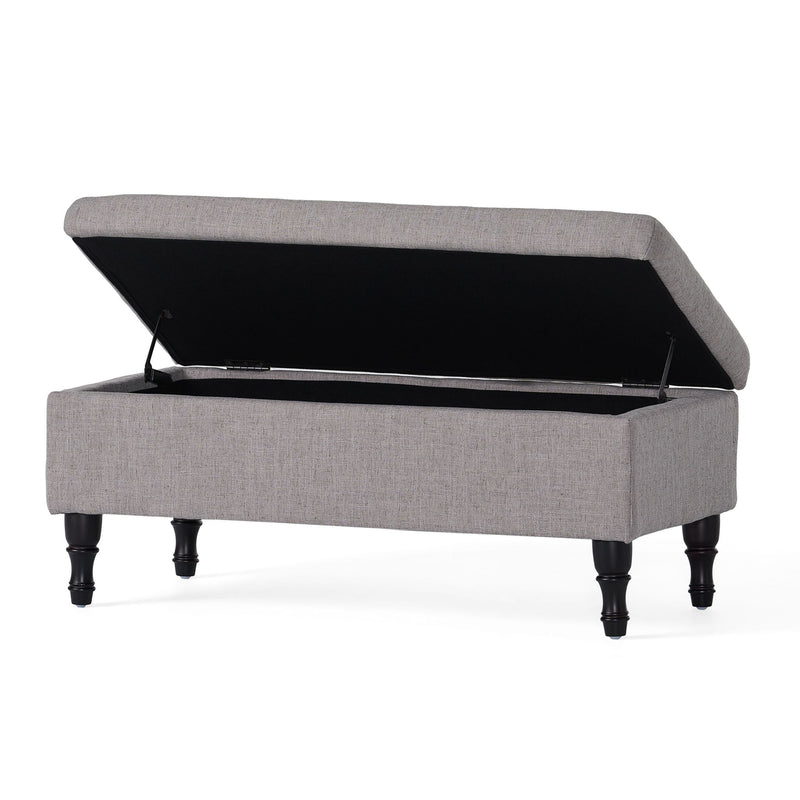 Dean - Fabric Storage Wide Tufted Rectangle Ottoman - Gray - R&R Furniture Gallery (Fountain Valley, CA)