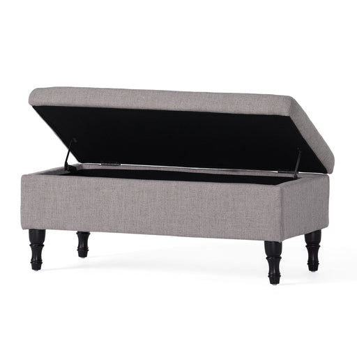 Dean - Fabric Storage Wide Tufted Rectangle Ottoman - Gray - R&R Furniture Gallery (Fountain Valley, CA)