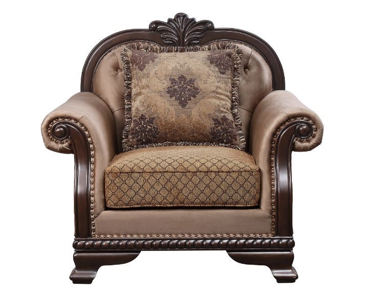 Chateau De Ville - Chair With Pillow (Same Lv01590) - Fabric & Espresso