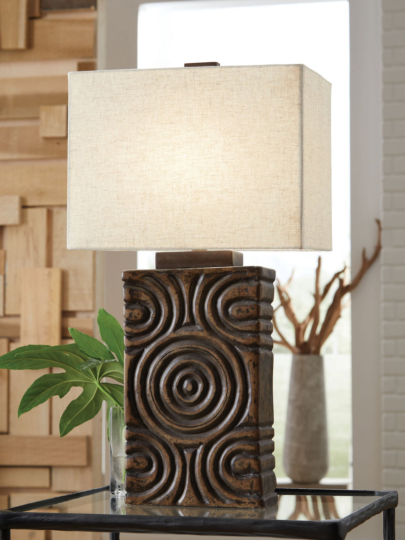 Heathbury - Paper Table Lamp - Antique Brown - R&R Furniture Gallery (Fountain Valley, CA)
