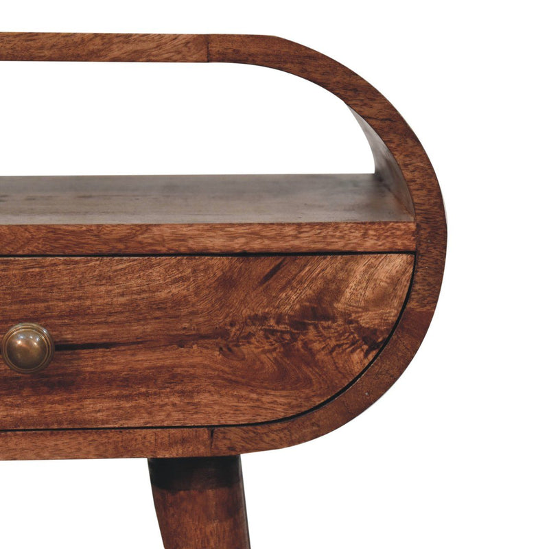 Circular Bedside Table With Open Slot - Caramel - R&R Furniture Gallery (Fountain Valley, CA)