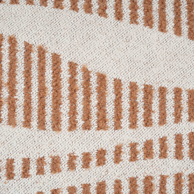 TOV Furniture Ember woven accent pouf in cream and natural tones, soft textured fabric, round shape for versatile seating or decor.