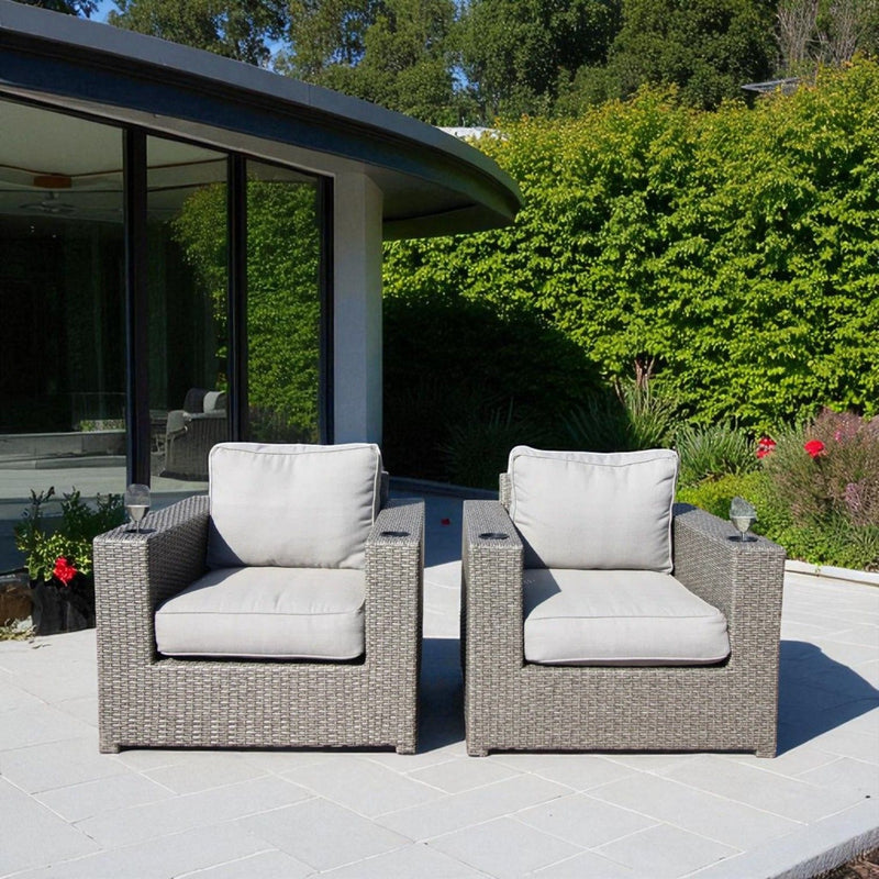 Outdoor Lounge Chairs With Cushions, Weather Resistant - Gray Mix - R&R Furniture Gallery (Fountain Valley, CA)