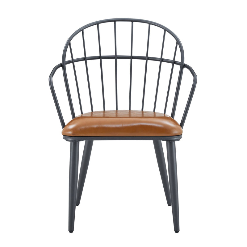 Industrial Inspired Upholstered Dining Chair Set With Metal Legs (Set of 2) - Brown - R&R Furniture Gallery (Fountain Valley, CA)