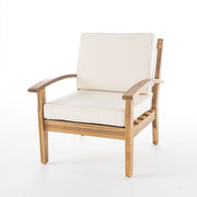 Outdoor Club Chair With Cushion And Acacia Wood Frame - Teak - R&R Furniture Gallery (Fountain Valley, CA)