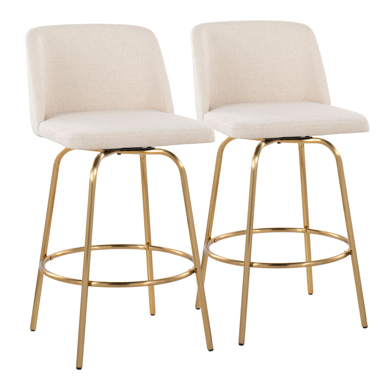 Toriano - Contemporary, Fixed Height Counter Stool With Swivel With Round Footrest (Set of 2) - R&R Furniture Gallery (Fountain Valley, CA)