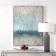 Uttermost Tidal Wave abstract canvas art featuring blue wave patterns on a textured surface, modern wall decor.
