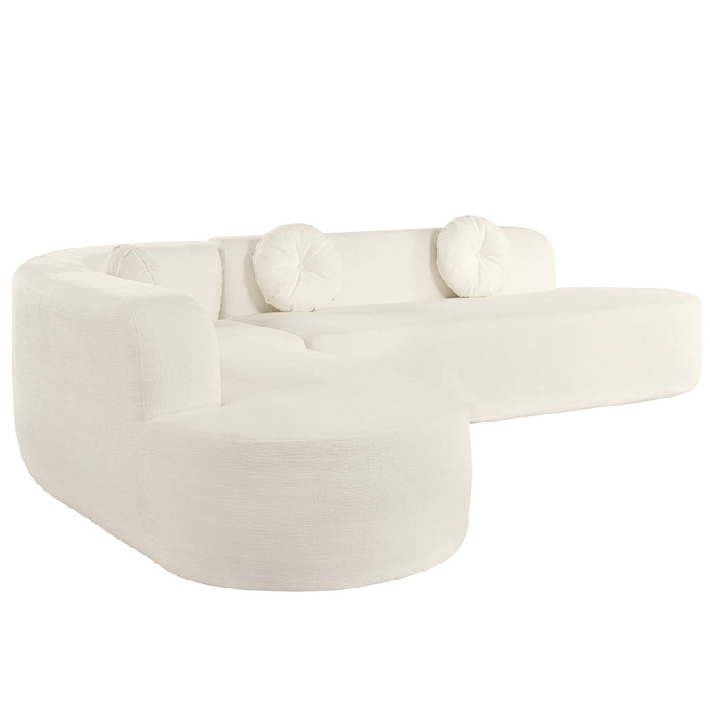 Extra Large Sectional Sofa Soft Fabric Upholstery, Elegant Curved Design With 3 Round Cushions, High - Resilience Foam For Ultimate Comfort - Beige - R&R Furniture Gallery (Fountain Valley, CA)
