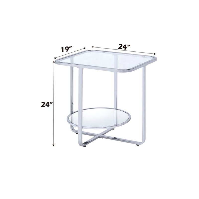 Hollo - End Table - Glass & Chrome - R&R Furniture Gallery (Fountain Valley, CA)