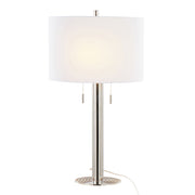 Set of two Lumi Source Master 29-inch contemporary table lamps with polished nickel finish and white shades.