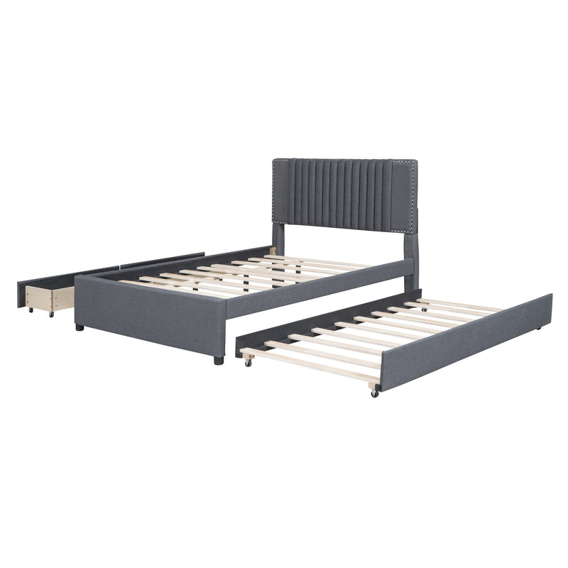Upholstered Platform Bed With Drawers, Classic Headboard Design - R&R Furniture Gallery (Fountain Valley, CA)