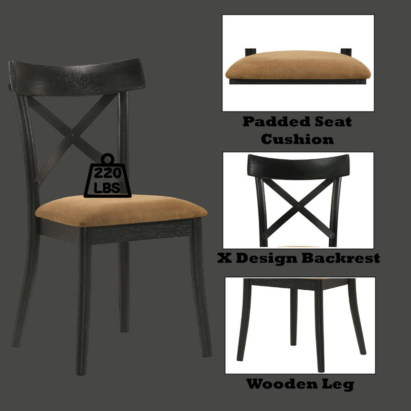 Hillary - Side Chair (Set of 2) - Brown Leather Aire, Walnut & Black - R&R Furniture Gallery (Fountain Valley, CA)