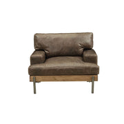 Silchester - Chair - Distress Chocolate Top Grain Leather & Oak - R&R Furniture Gallery (Fountain Valley, CA)