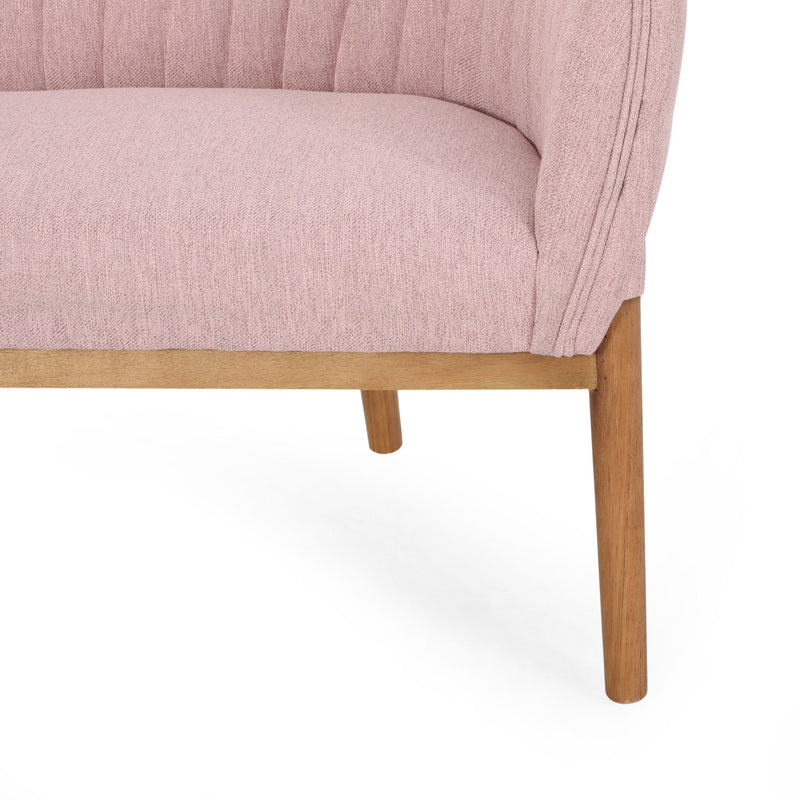 Noble House mid-century modern loveseat with channel-stitched backrest and sleek design, perfect for contemporary living rooms.