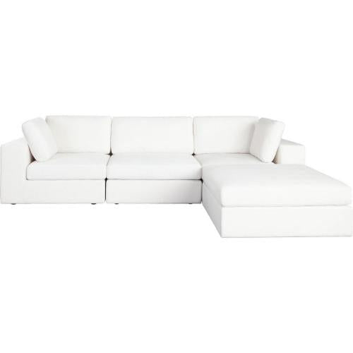 Muse 4PC Modular Reversible Chaise Sectional in Mist White Performance Fabric