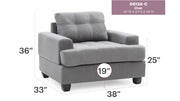 Transitional design armchair by Glory Furniture featuring plush upholstery and wooden legs, ideal for modern living rooms.