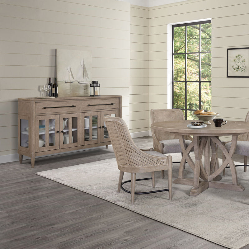 Power Ready - Buffet With Glass Cabinet Doors - Sand - R&R Furniture Gallery (Fountain Valley, CA)
