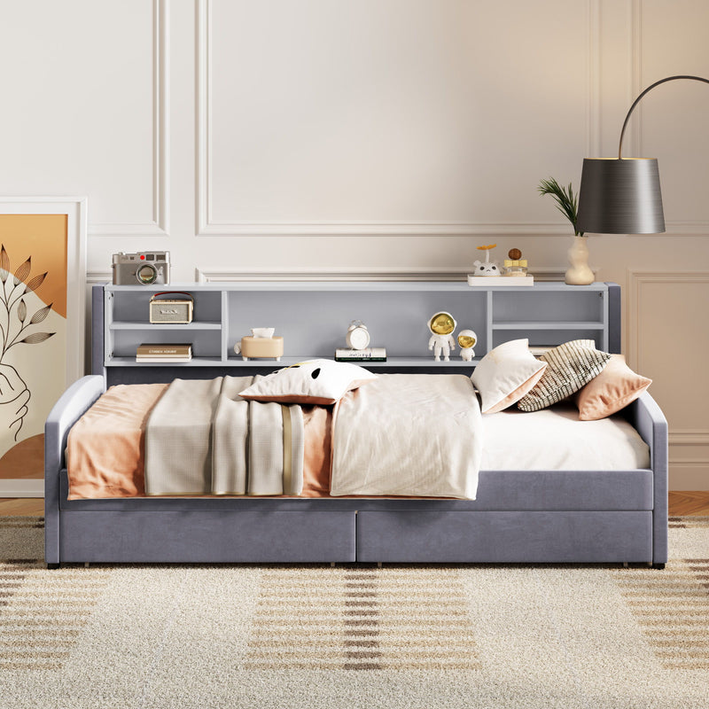 Luxurious Upholstered Platform Bed With Storage Drawers - R&R Furniture Gallery (Fountain Valley, CA)