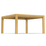 Wilson handcrafted dining table by Simpli-Home with wooden surface and sturdy legs, ideal for family meals and gatherings.