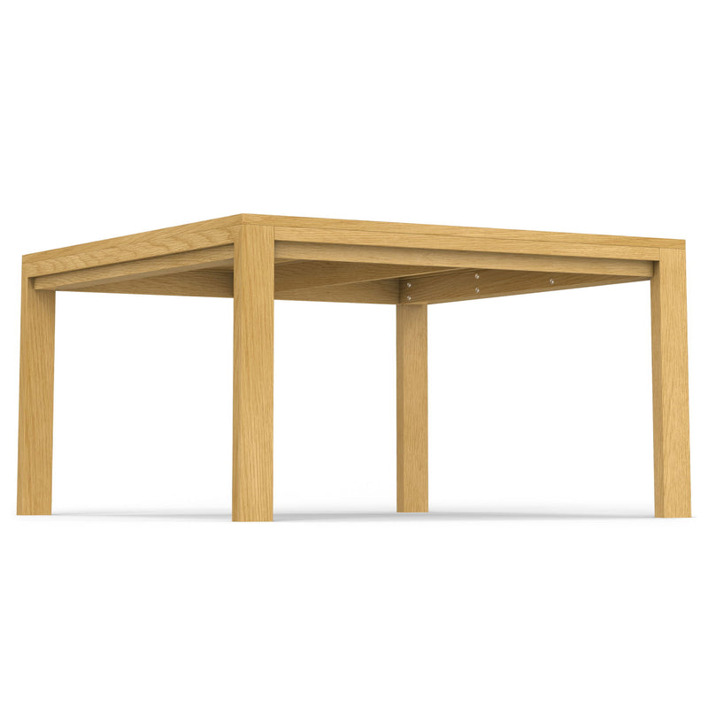 Wilson handcrafted dining table by Simpli-Home with wooden surface and sturdy legs, ideal for family meals and gatherings.