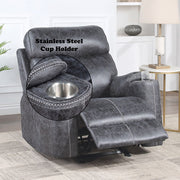 Hirah - Motion Glider Recliner - Dark Gray Polish Microfiber - R&R Furniture Gallery (Fountain Valley, CA)